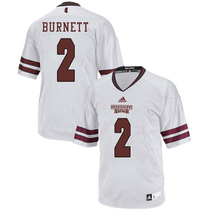 Men #2 Logan Burnett Mississippi State Bulldogs College Football Jerseys Sale-White